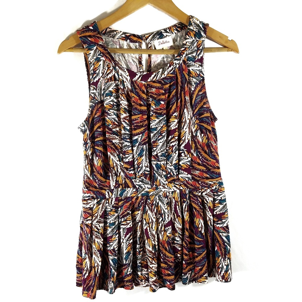 Anthropologie Deletta Corbara Feather Peplum Tank